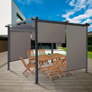 IDMarket Lot de 2 stores enrouleurs taupe pour pergola