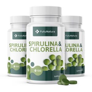 FutuNatura 3x Algues Spiruline + Chlorelle, ensemble 300 comprimés