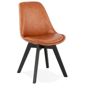 ALTEREGO Chaise design 'NIAGARA' brune avec pieds en bois noir