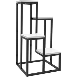 Outsunny Étagère à plantes étagère à fleurs en métal et bois 4 niveaux de différentes hauteurs style industriel 34 x 34 x 66 cm