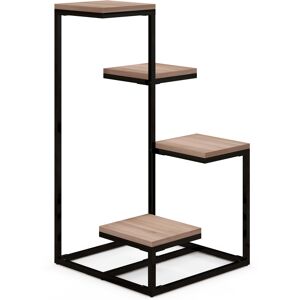 Outsunny Étagère à plantes étagère à fleurs en métal et bois 4 niveaux de différentes hauteurs style industriel 40 x 40 x 75,5 cm