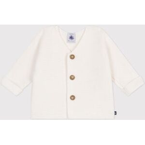 Cardigan bébé tricot point mousse en coton Petit Bateau - Blanc Marshmallow - Taille 12 mois