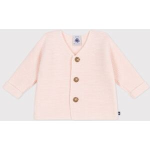 Cardigan bébé tricot point mousse en coton Petit Bateau - Rose Fleur - Taille 12 mois