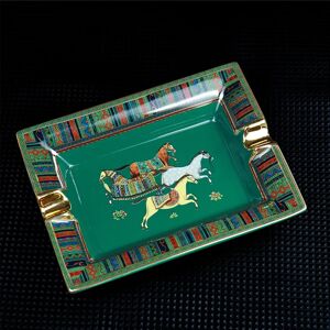 LISM Cendrier à cigares en céramique Simple et grand, décoration de salon, tabac, plateau porte-cendres, cheval vert, boîte-cadeau, paquet CA-023