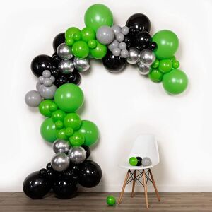 surpsea Kit de guirlande en arc de Ballon vert émeraude noir, ensemble de Ballons gris chromé argent, fête prénatale Gamer, décor de 1er anniversaire