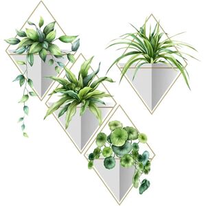 Aucun Stickers muraux de feuilles tropicales, plantes vertes, vases en pot, décoration d'intérieur, décalcomanies décoratives
