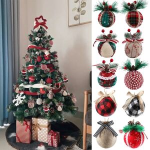 BALONAR Boule de Noël en tricot à carreaux rouge vert avec cônes enrichis, ornement de confrontation pour arbre de Noël, décorations de boule, 6cm, 8 pièces, 16 pièces