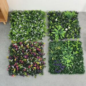 Aucun Mur de Plantes Artificielles Réutilisables, Panneau Mural en Plastique, Fleur de Jardin, Fausse Plante Verte
