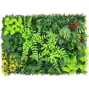 Aucun Mur de Plantes Artificielles Réutilisables, Panneau Mural en Plastique, Décor de Fleur de Jardin, Fausse Plante Verte