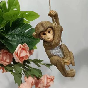 Aucun Pendentif animal de jardin en résine, bébé singe, arbre grimpant, artisanat statue, décoration de la maison, accessoires de jardin, plante verte
