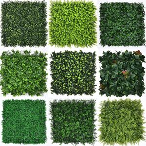 Aucun Panneau mural de plantes enge artificielles, fond vert, plante en plastique, décoration d'extérieur,