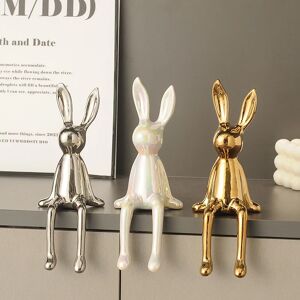 Aucun Ornements de chambre de lapin assis à longues oreilles en céramique, statue de luxe, accessoires de décoration pour la maison, art de la maison haut de gamme, esthétique, 1PC