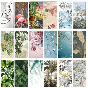 Aucun Autocollants de porte 3D feuille de fleur pastorale, auto-adhésifs en PVC rétro Jungle, couverture autocollante, papier peint, décor Mural d'art pour réfrigérateur