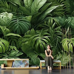 beibehang Papier peint personnalisé avec plantes vertes de forêt tropicale, pour salon, arrière-plan de télévision, art naturel d'asie du sud-est, décoration de la maison