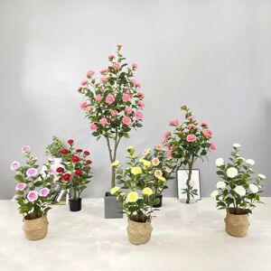 Aucun Simulation de camélia, plante verte artificielle en pot, décoration de la maison, plante de sol