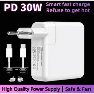 KTZON 30W PD type-c ordinateurs portables adaptateur secteur USB-C chargeur rapide pour MacBook Air/Pro série A1534/A1932, iPhone 15