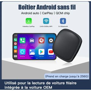 AUTOABC Adaptateur sans fil Android Auto, Smart AI Box Plug matchs Play, Bluetooth, WiFi, Auto allergique,