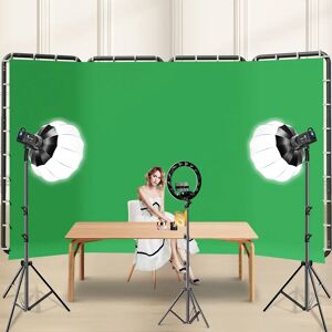 SH Support d'arrière-plan 240cm x 400cm avec écran vert, mur et clip, photographie, cadre de toile de fond pour salon, vidéo, statique, salle proxy