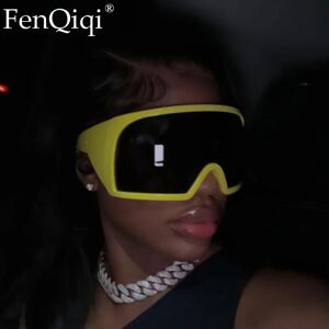 FenQiqi Lunettes de soleil Punk surdimensionnées, une pièce, enveloppantes, pour femmes et hommes, Surround des années 2000