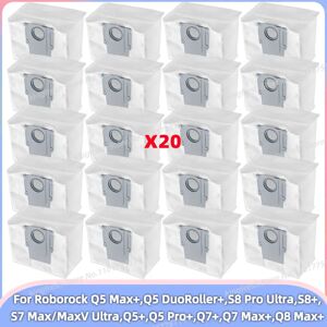OSSIEAO Compatible avec Roborock Q5 Max+, Q5 DuoRoller+, S8 Pro Ultra, S8+, S7 Max/MaxV Ultra, Q5+, Q5 Pro+, Q7+/Q7 Max+, Q8 Max+ Sacs à Poussière pour Aspirateur