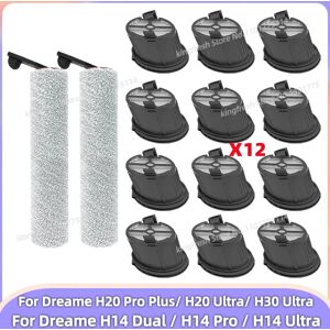 OSSIEAO Compatible avec Dreame H14 Pro / H14 Dual / H14 Ultra / H14 / H20 Pro Plus / H20 Ultra / H30 Ultra Pièces de Rechange pour Aspirateur Brosse à Rouleau Filtre Hepa Accessoires