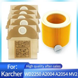 Aucun Sacs à poussière avec filtres Hepa pour aspirateur Karcher WD2.250 WD2250 A2004 A2054 MV2 WD2,