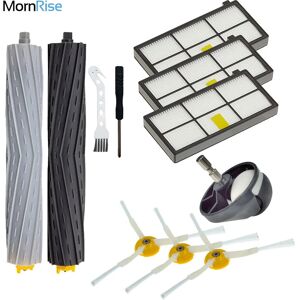 Mornrise Accessoires pour iRobot Roomba 960 890 série 900 800, pièces de rechange pour aspirateur, kit de remplacement, brosse en caoutchouc, brosse latérale, filtres HEPA, roulette