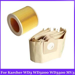 Aucun Sac de filtre à poussière pour aspirateur Karcher WD3 WD3200 WD3300 MV3, pièces de rechange, sacs à