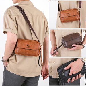 Aucun Pochette en cuir PU pour hommes, portefeuille Long, Mini sac à main à bandoulière carré, porte-carte croisé, pochette nécessaire pour téléphone, sac à main