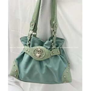 Aucun Sacs à main verts avec fermeture éclair Y2k pour filles, Design de ceinture, sacs à bandoulière plissés à la mode, sacs sous les bras gothiques à rivets pour femmes