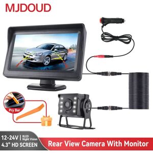 MJDOUD caméra de recul de voiture avec moniteur pour stationnement de camion 4.3 "écran HD caméra de recul 12-24V Vision nocturne Installation facile
