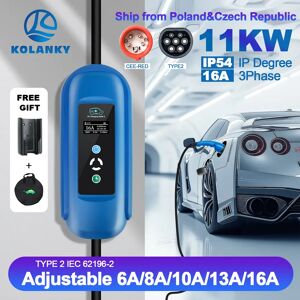Kolanky 11KW 16A EV Chargeur Portable Vope2 EVSE Boîte De Recharge Chargeur De Voiture Électrique Prise CEE IEC62196-2 Chargeur EV Avec Câble 5M