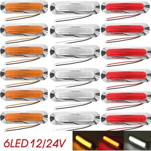 ATCLY 6/10 pièces 6 LED 12V 24V lunette chromée feu de position latéral lampe d'avertissement externe voyant lumineux Orange blanc rouge remorque camion camion