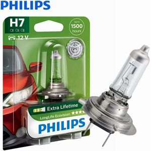 Philips H7 12V 55W LongLife EcoVision voiture phare halogène d'origine 1500h lampe automatique véritable ECE PX26d 12972LLECO B1, 1X