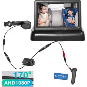 Aucun Système Babi de caméra et moniteur de 4,3 pouces pour voiture - AHD 1080P, pliable, vision nocturne pour le suivi des bébés dans le siège arrière