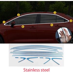 Aucun Bande de moulage de fenêtre extérieure en acier chromé noir, accessoires de voiture, garniture de couverture latérale de seuil, Toyota CorTrustSedan 2020-2023, 12 pièces