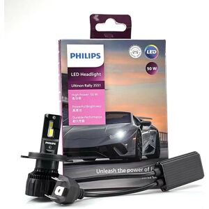 Philips LED H4 Ultinon rallye 3551 puissance maximale 50W 4000LM phare de voiture 6500K lampes LED blanches Max Lumen Watt LUM11342U3551X2