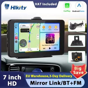 Hikity-Moniteur de voiture universel 7 pouces, sans fil, Carplay, Android Auto, rétroviseur, vidéo, tableau de bord statique, DVR pour Nissan Toyota