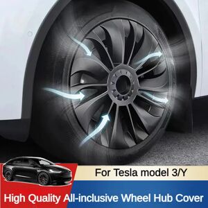 Aucun Capuchon de roue de remplacement pour Automobile, 4 pièces, 18 19 pouces, accessoires de couverture complète 2021 – 2023 pour Tesla modèle 3/Y