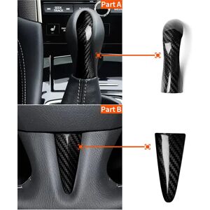 Aucun Couverture de pommeau de levier de vitesse de volant de voiture en fibre de carbone véritable, autocollants de garniture de poignée de vitesse, décoration intérieure pour MF iti Q50 Q60 2014-2020