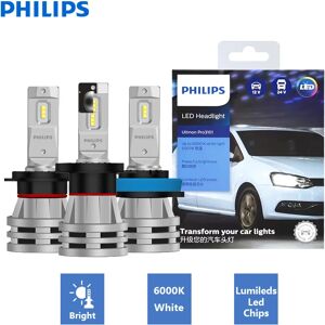 Philips H4 H7 H11 LED Ultinon Pro3101 H1 H3 HB3 HB4 HIInter 9005 9006 9012 Lumileds LED Voiture Sauna Lumière 6000K Blanc Brcorporelle Ampoules, 2x