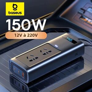 Baseus voiture USB Type C chargeur rapide 150W onduleur de voiture DC 12V à AC 220V Version ue Inverseur de puissance automatique pour adaptateur secteur de voiture