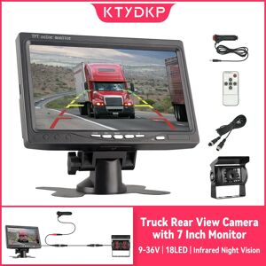 KTYDKP Caméra de recul pour camion avec moniteur 7 "pour le stationnement de voiture Caméra de recul à vision nocturne infrarouge 12-24 V avec écran universel