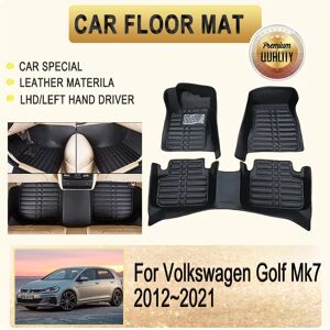 Aucun Tapis de sol de voiture en cuir pour VW Volkswagen Golf Mk7 Golf 7 2012 ~ 2021, tapis de pied pour conducteur de main gauche, couverture, accessoires automobiles