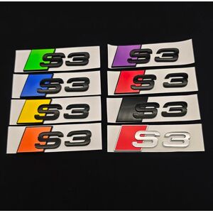 Aucun 3D ABS Chrome vert jaune violet bleu noir Logo S3 emblème autocollant voiture coffre arrière Badge pour Audi S3 8V 8P 8L 8Y S 3 accessoires