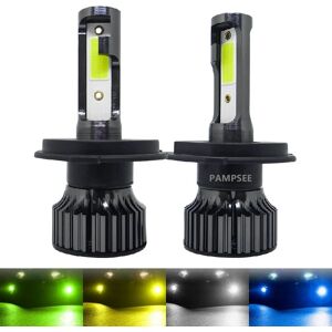 Pampsee Phare antibrouillard automatique vert citron, lumière de sauna de voiture, ampoule LED F2C, 72W, 16000LM, H4, H7, H1, H8, H9, H11, 12000K, 6000K, 6500K, H3, 9005, HB3, 9006, 12V