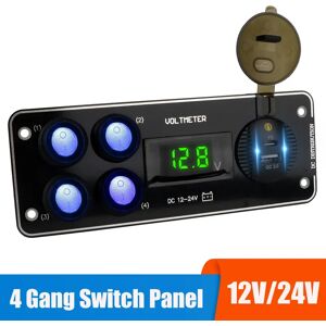 Aucun Panneau de commutation 24V 12V, 4 boutons, bascule d'éclairage de voiture, chargeur USB 3.0,