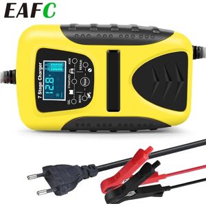 EAFC Chargeur de batterie automatique intelligent 12V 7a, chargeur de batterie de voiture en 7 étapes pour voiture et moto, chargeur de réparation d'impulsions, affichage LCD