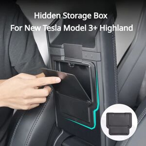WanleeRoad Boîte de rangement cachée pour Tesla modèle 3 + Highland 2024, boîte d'accoudoir à aspiration magnétique, rangement de confidentialité, accessoires d'intérieur
