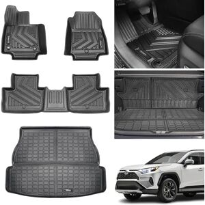 Aucun Pour 2019 - 2025 Toyota Rav4 tapis de sol hybride doublure de chargement tapis de dossier toutes saisons doublure de sol de coffre couverture de siège arrière pour Rav4